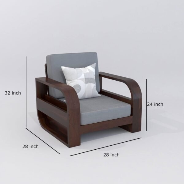 Saamenia Furniture Wooden 4 Seater Sofa Set for Living Room , Four Seater Sofa for Office & Lounge , 2+1+1 Seater Sofa Sets for Home , Sheesham Wood, Walnut Finish
