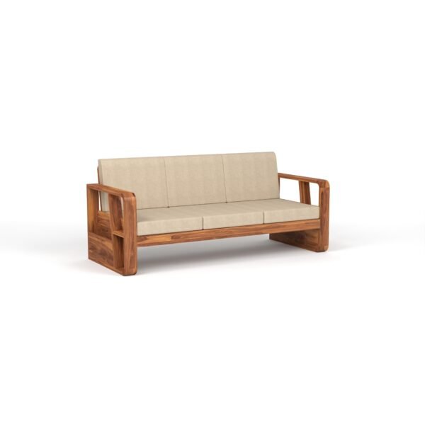 Mamta Furniture Wooden 5 Seater Sofa (3+1+1) with Coffee Table & Side Rack | Durable Sheesham Wood Furniture Set with 40 Density Cushions