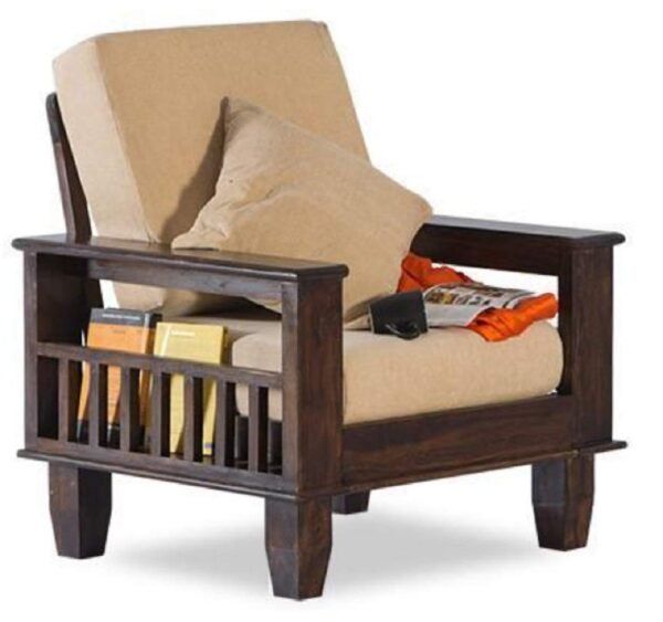 sofa set 1 (Walnut Finish, 1 Seater Sofa, Regular Design)