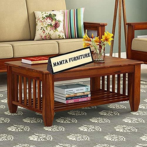 Saamenia furnitures™ Furniture Sheesham Wood Coffee Table for Living Room | Wooden Center Table (Center Table, Honey Finish)