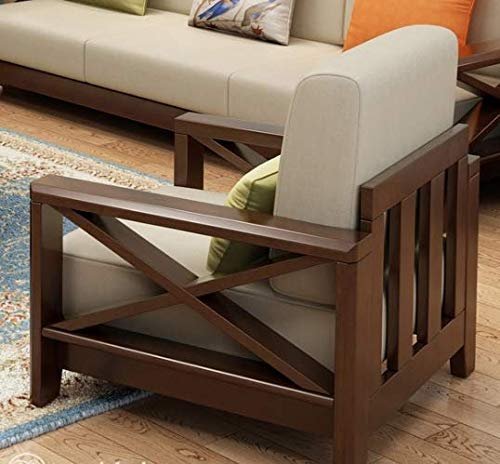 SAAMENIA FURNITURES Sheesham Wood 6 Seater Sofa Set with Center Table for Living Room | Wooden Sofa Set for Living Room Furniture 3+2+1 Natural Brown Finish