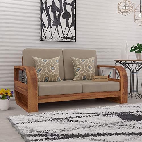 Mamta Furniture Solid Sheesham Wooden 2 Seater Sofa with 40 Density Cushions for Living Room, Home, Office & Lounge – Honey
