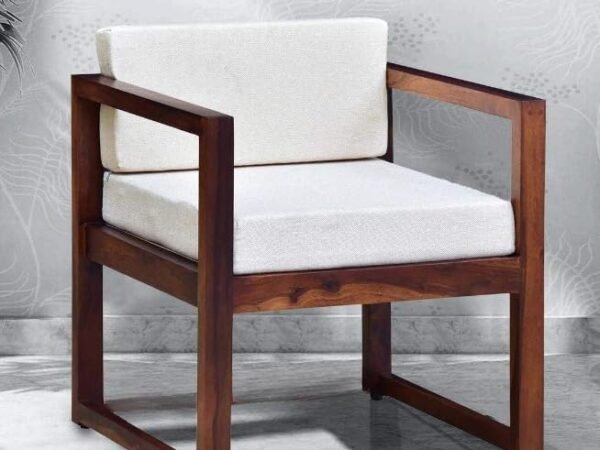 Mamta Furniture Wooden Armchair, Sheesham Wood Single Seater Sofa Chair for Living Room, Balcony and Outdoor