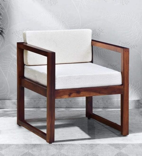 Mamta Furniture Wooden Armchair, Sheesham Wood Single Seater Sofa Chair for Living Room, Balcony and Outdoor