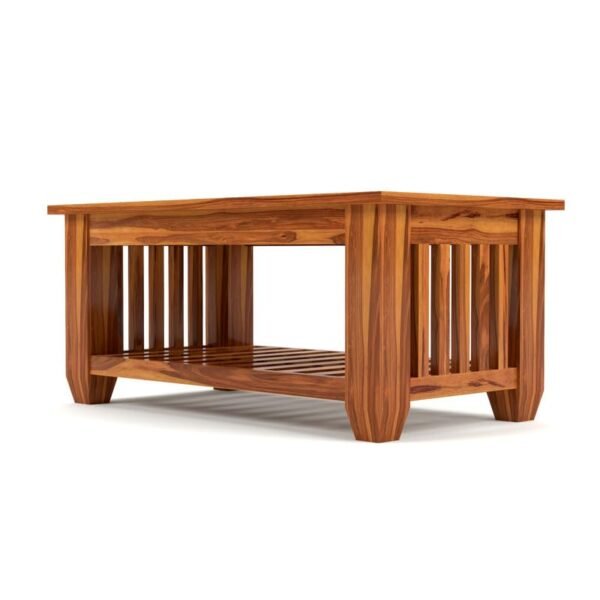 Mamta Furniture Sheesham Wood Coffee Table | 34 x 18 x 16 Inches | Honey Finish | Living Room Table | Solid Wood Center Table with Shelf | Dining Room