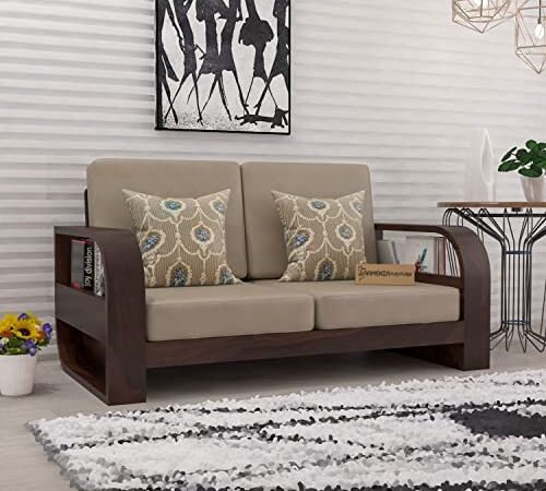 Mamta Furniture Solid Sheesham Wooden 2 Seater Sofa with 40 Density Cushions for Living Room, Home, Office & Lounge - Walnut