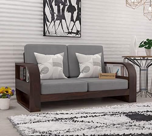 Mamta Furniture Solid Sheesham Wooden 2 Seater Sofa with 40 Density Cushions for Living Room, Home, Office & Lounge - Walnut Finish