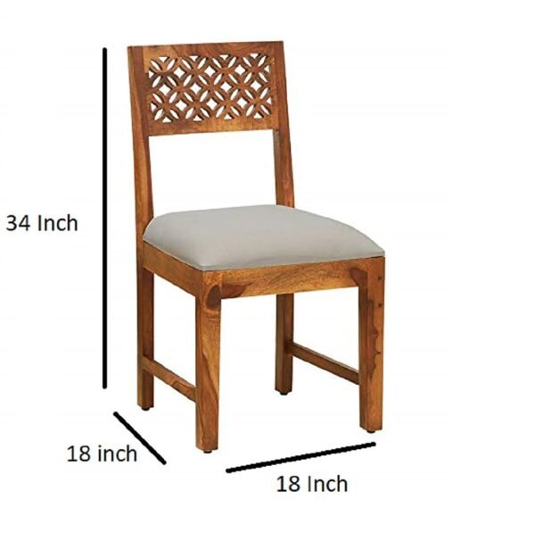 SAAMENIA FURNITURES Solid Sheesham Wooden Dining Chair Set of 2 Living Room Furniture with Cushions – Rustik Teak Finish
