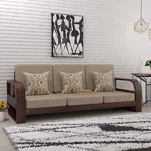 Mamta Furniture Wooden 6 Seater Sofa Set for Living Room, Six Seater Sofa with 40 Density Cushions for Office & Lounge, 3+2+1 Seater Sofa Sets for Home, Sheesham Wood, Walnut Finish