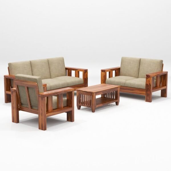 Saamenia Furnitures Solid Sheesham Wooden 6 Seater Sofa Set for Living Room Furniture – Honey Finish