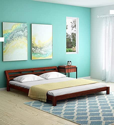 Saamenia Furnitures Solid Sheesham Wood King Size Bed for Living Room | Wooden Bed | Bed for Bedroom | Solid Wood King Size Bed | King Size Wood Bed | (Honey Oak Finish) |