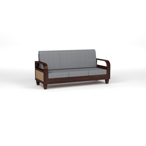 sofa set 1 (Walnut Finish, 7 Seater Sofa 3+2+2, Curve Cane Sofa)