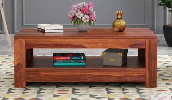 Saamenia Furnitures Solid Sheesham Wooden Coffee Table For Living Room Furniture – Teak Finish