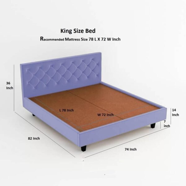 Mamta Furniture King Size Bed | Fabric Bed with Headboard | Tufted Upholstered Bed | Bedroom Bed | Wooden Frame | Master Bedroom | Guest Room | DIY Assembly