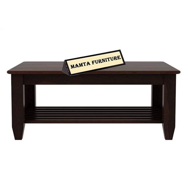 Saamenia furnitures™ Modern Solid Sheesham; Steel Furniture Storage Center Table/Coffee Table (Finish Color – Walnut Finish), Semi Glossy