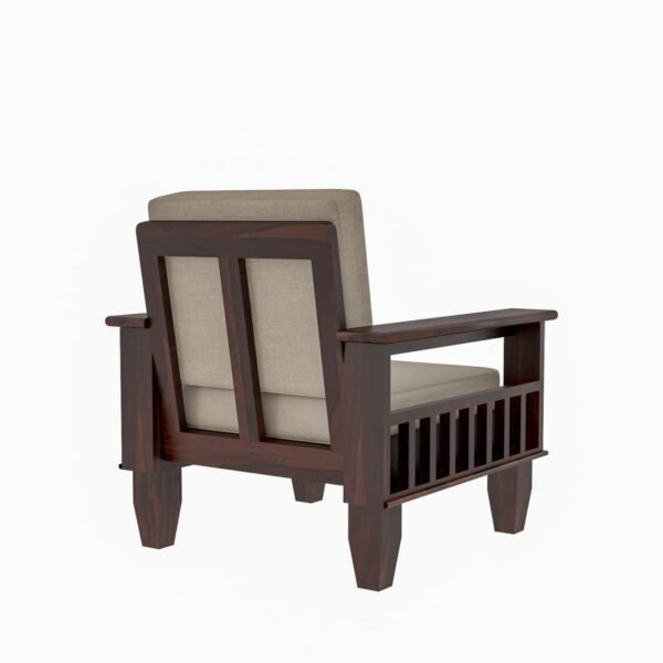 Saamenia furnitures Wooden Solid Sheesham Wood 1 Seater Sofa Set with Cushions (1 Seater Sofa, Walnut Finish)