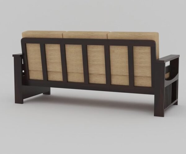 Mamta Furniture Sheesham Wood 3 Seater Sofa Set | Living Room | Walnut Finish | 3 Seater Configuration | Drawing Room | Without Pillow | Solid Wood Frame