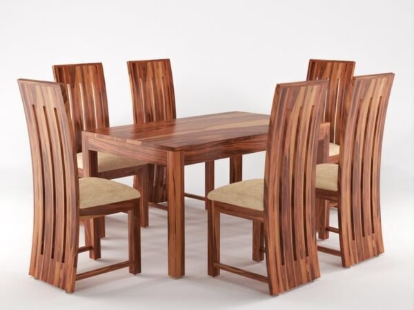 Mamta Furniture Dining Table Variation | 6 Seater Wooden Table | Natural Wood Finish | Living Dining Room Use | Solid Wood Top