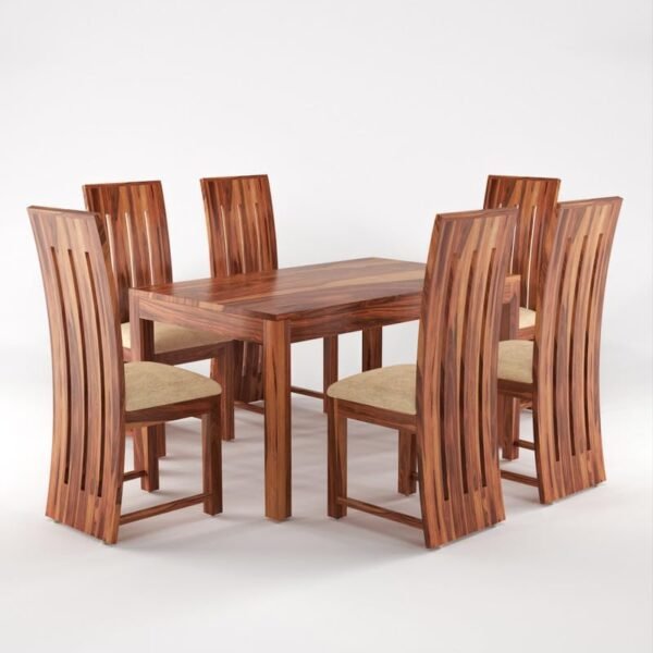 Mamta Furniture Dining Table Variation | 6 Seater Wooden Table | Natural Wood Finish | Living Dining Room Use | Solid Wood Top