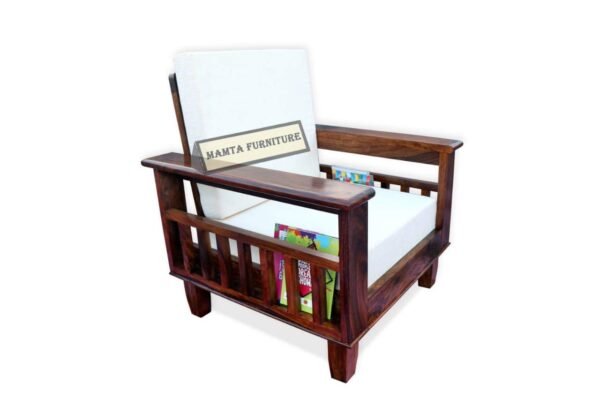 Mamta Furniture Wooden Solid Sheesham Wood 5 Seater Sofa Set with 40 Density Cushions ( 3+1+1, Natural Finish)