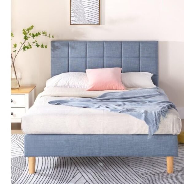Mamta Furniture Engineered Wood King Size Upholstered Bed with Premium Fabric Headboard | 6.5 ft x 6 ft | Tufted Fabric Finish | Bed Frame for Home | Master Bedroom