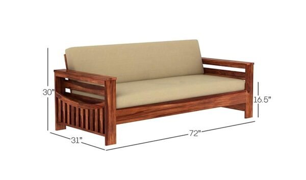 Saamenia furnitures™ Wooden Solid Sheesham Wood 5 Seater Sofa Set with Cushions (5 Seater Sofa | 3+1+1, Honey)