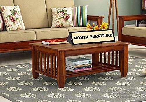 Saamenia furnitures™ Sheesham Wood Coffee Table for Living Room | Wooden Center Table (Finish Color - Honey Finish)
