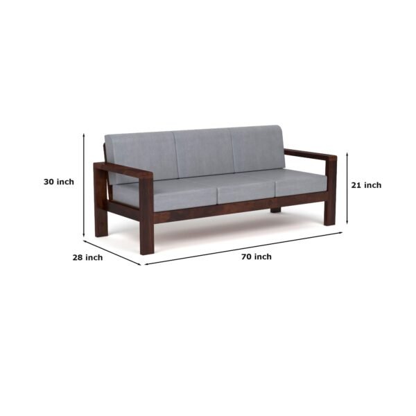 Mamta Furniture 5 Seater Sheesham Wood Sofa Set | 3+2 Configuration with Coffee Table | Walnut Finish | High Density Cushions | Living Room | Drawing Room