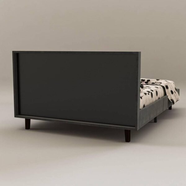 Mamta Furniture Fabric Upholstered King Size Bed with Headboard | Engineered Wood Frame | Black Upholstery Finish | Bedroom & Kids Room | Palang with Sturdy Support