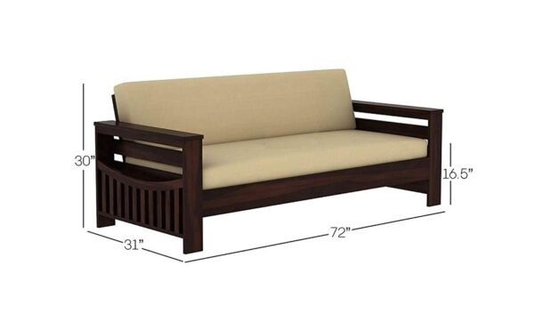 Saamenia furnitures™ Wooden Solid Sheesham Wood 5 Seater Sofa Set with Cushions (5 Seater Sofa | 3+1+1, Walnut Finish)