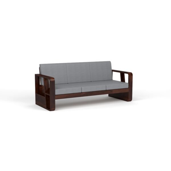 Mamta Furniture Solid Sheesham Wood 5 Seater Sofa Set 3+1+1 with Coffee Table Side Storage | Walnut Finish | Cushioned Seating | Living Room | Drawing Room