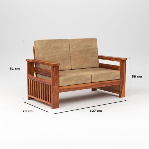 Mamta Furniture Solid Sheesham Wood 6 Seater Sofa Set for Living Room, 3+2+1 Seater Sofa Sets for Office & Lounge, Home with Beige Cushions – Honey Finish