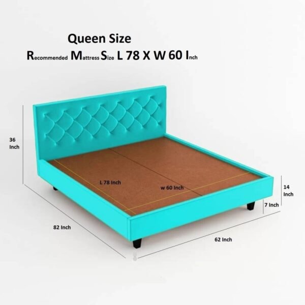 Mamta Furniture Comfy Fabric Queen Size Bed | Fabric Upholstery | Bedroom Bed | Master Bedroom | Guest Room | DIY Assembly | With Headboard | King Size