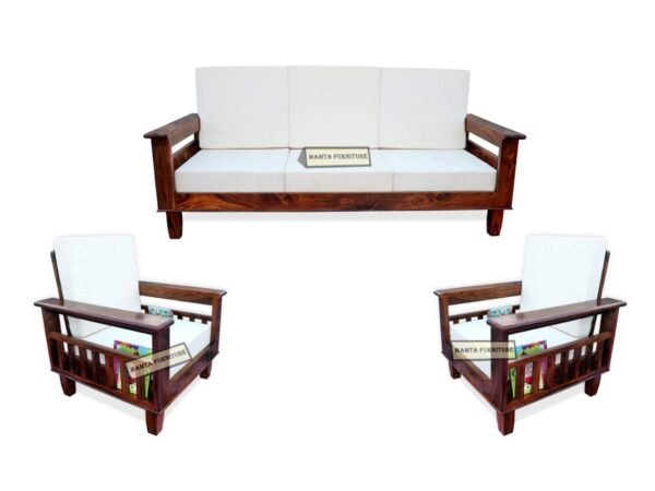 Mamta Furniture Wooden Solid Sheesham Wood 5 Seater Sofa Set with 40 Density Cushions ( 3+1+1, Natural Finish)