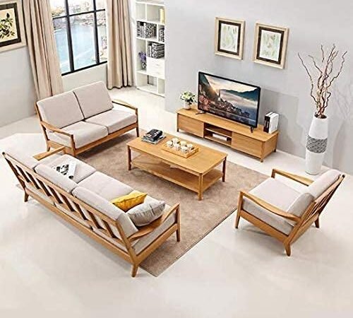 SAAMENIA FURNITURES Sheesham Wood 6 Seater 3+2+1 Sofa Set with Center Table for Living Room Bedroom Home Office Hotel | Wooden 6 Seater Sofa Set | Teak