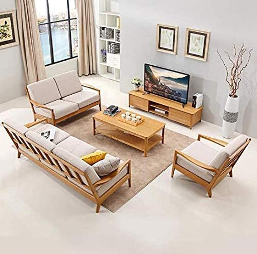 SAAMENIA FURNITURES Sheesham Wood 6 Seater 3+2+1 Sofa Set with Center Table for Living Room Bedroom Home Office Hotel | Wooden 6 Seater Sofa Set | Teak