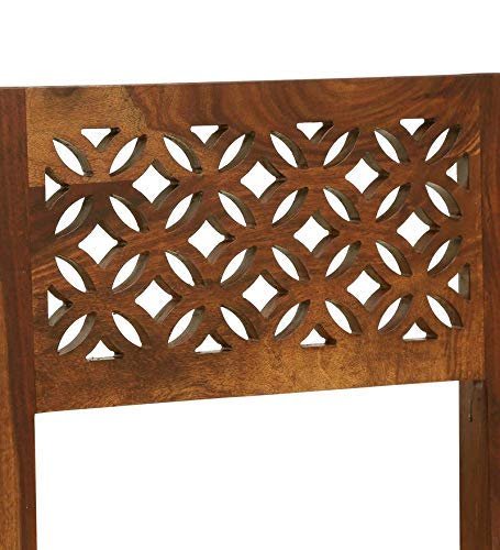 SAAMENIA FURNITURES Solid Sheesham Wooden Dining Chair Set of 2 Living Room Furniture with Cushions – Rustik Teak Finish
