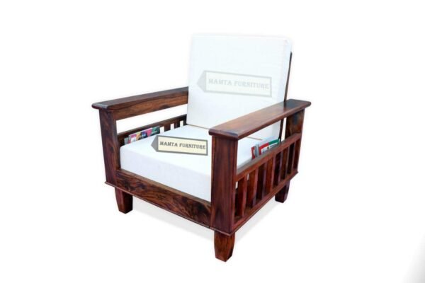 Mamta Furniture Wooden Solid Sheesham Wood 5 Seater Sofa Set with 40 Density Cushions ( 3+1+1, Natural Finish)