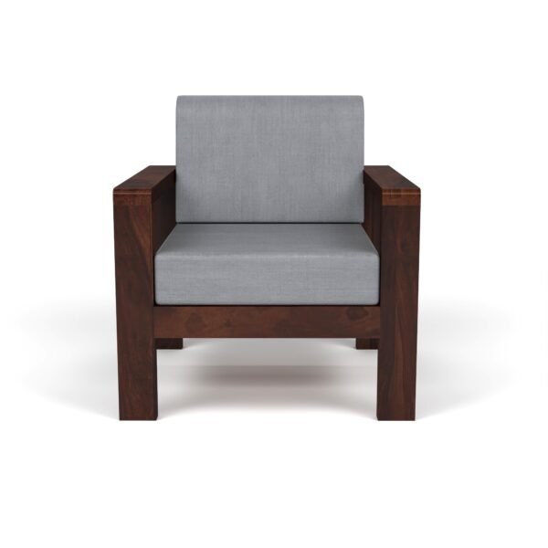 Mamta Furniture Solid Sheesham Wood 1 Seater Sofa | Walnut Finish Single Seater | 40 Density Cushion | Bedroom Lounge Chair Style | Living Room | Drawing Room