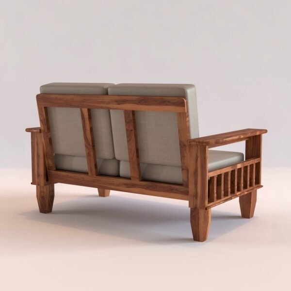 Saamenia Furniture Solid Sheesham Wood Sofa Set 2 Seater Furniture, Wooden 2 Seater Sofa Set, Teak Wood Sofa Set Furniture, Home Living Room with Cushions (Honey Finish)