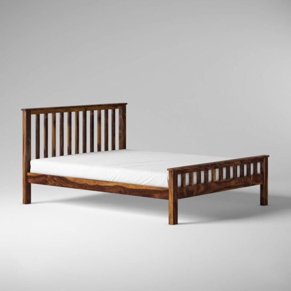 Saamenia furnitures™ Solid Sheesham Wood Walnut Finish King Size Bed Without Storage for Home Living Room Guest (Walnut Finish)
