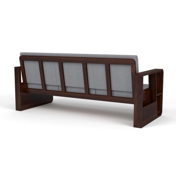 Mamta Furniture Solid Sheesham Wood 5 Seater Sofa Set 3+1+1 with Coffee Table Side Storage | Walnut Finish | Cushioned Seating | Living Room | Drawing Room