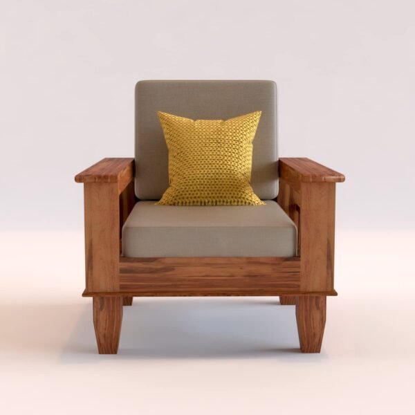 Saamenia furnitures Wooden Solid Sheesham Wood 1 Seater Sofa Set with Cushions (1 Seater Sofa, Teak)