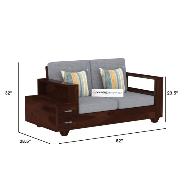 Saamenia Furnitures Solid Sheesham Wood 6 Seater Sofa Set for Living Room Furniture – Walnut Finish (3+2+1 Seater)