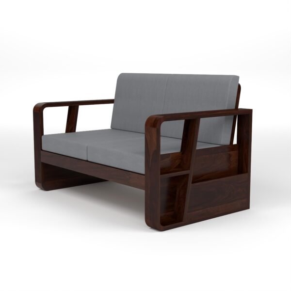 Mamta Furniture Solid Sheesham Wood 4 Seater Sofa Set with Coffee Table and Side Storage | Walnut Finish | Cushioned Seating | Living Room | Drawing Room