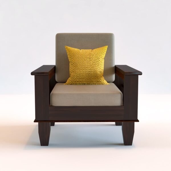 Saamenia furnitures Wooden Solid Sheesham Wood 1 Seater Sofa Set with Cushions (1 Seater Sofa, Walnut Finish)