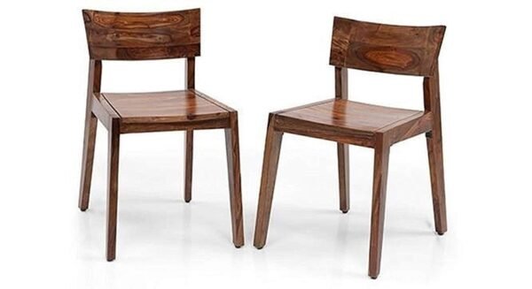 SAAMENIA FURNITURES Solid Sheesham Teak Wood Dining Chair Set of 2 Living Room | 2 Chair Dining Set Wood Office Chair | Dining Room Set | Dining Chairs Set of 2 | Study Table Chairs Set | Teak Finish