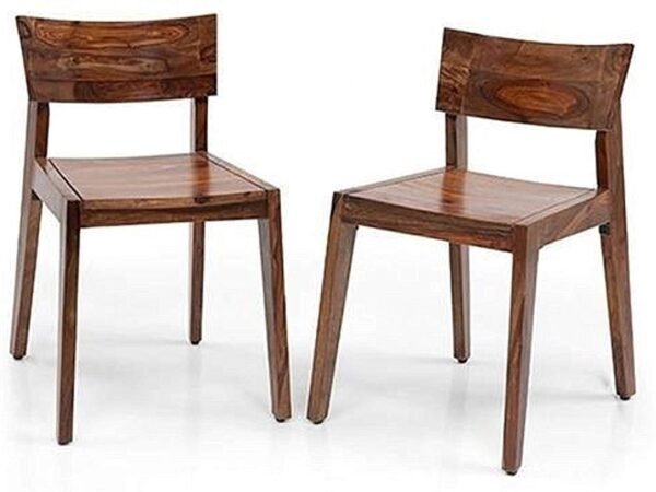 SAAMENIA FURNITURES Solid Sheesham Teak Wood Dining Chair Set of 2 Living Room | 2 Chair Dining Set Wood Office Chair | Dining Room Set | Dining Chairs Set of 2 | Study Table Chairs Set | Teak Finish
