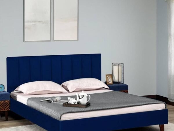 Mamta Furniture Fabric Upholstered King Size Bed with Headboard | Blue Fabric Finish | Engineered Wood Frame | Bedroom Kids Room Hotel Use | Master Bedroom