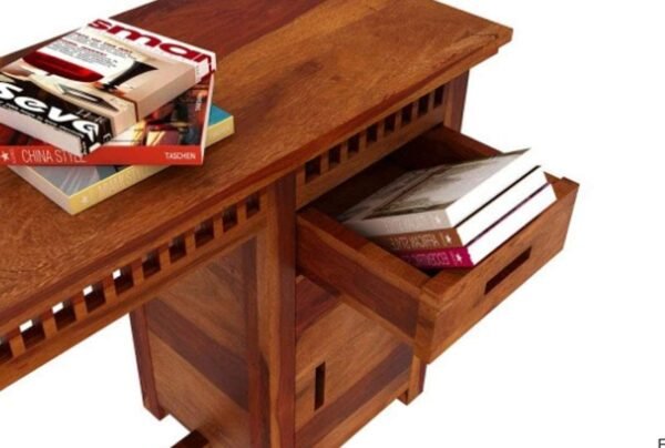 SAAMENIA FURNITURES Sheesham Wood Study Table Workstation & Chair with 2 Drawer and Cabinet Storage Office Desk Writing Tables Solid Wooden Furniture for Study Room Home – Honey Finish